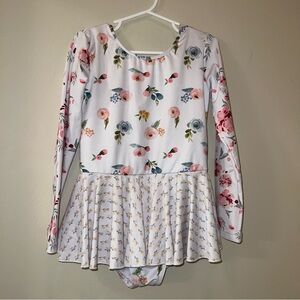 Sweethoney Floral Long Sleeve Leotard with Skirt